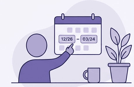 Illustration of a person picking a date range on a calendar